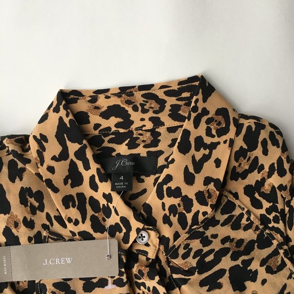 NWT!! J.Crew New Collection Silk Blouse In Leopard Print - Picture 5 of 5